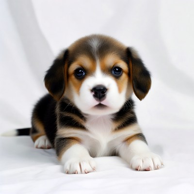 Beagle puppy on white background