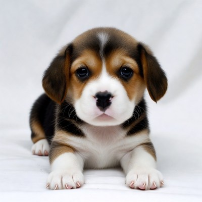Cute Beagle Puppy on White Background