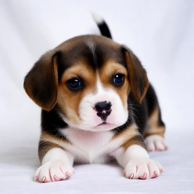 Cute Beagle Puppy on White Background