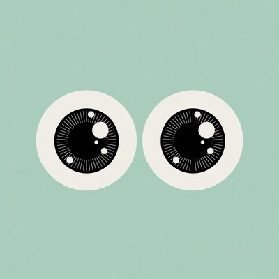 Cartoon Eyes on Green Background