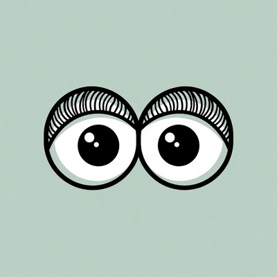 Cartoon Eyes on Green Background