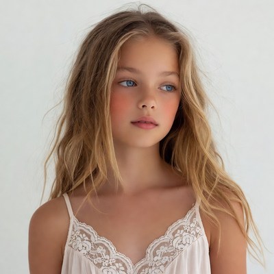 Girl in white lace slip dress