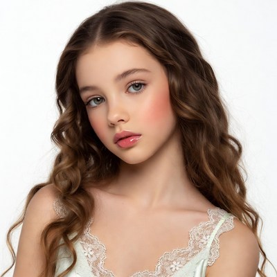 Girl with wavy brown hair