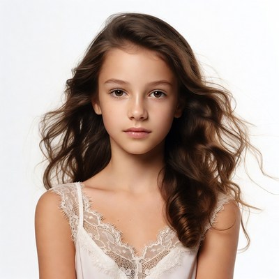 Young girl with wavy brown hair