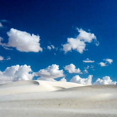 White sand dunes under blue sky