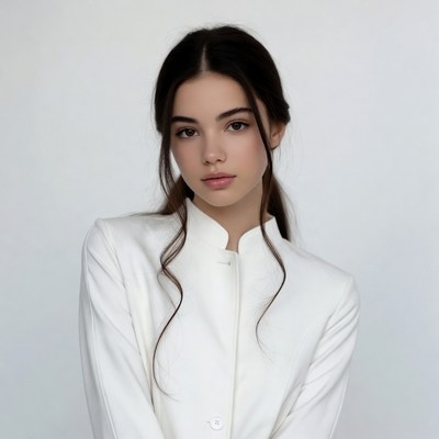 Young woman in white blazer