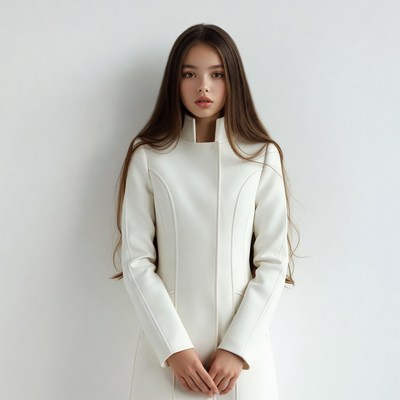 Young girl in white coat