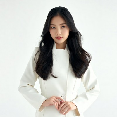 Asian woman in white coat