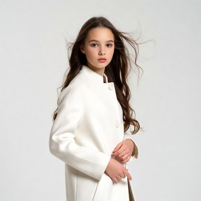 Teen girl in white coat