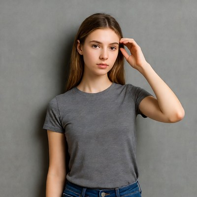 Young woman touching head thoughtfully