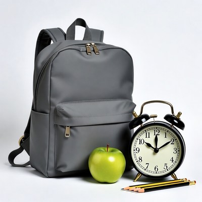 Backpack with Clock Apple Pencils