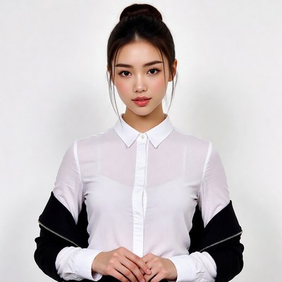Asian woman in white blouse and black blazer