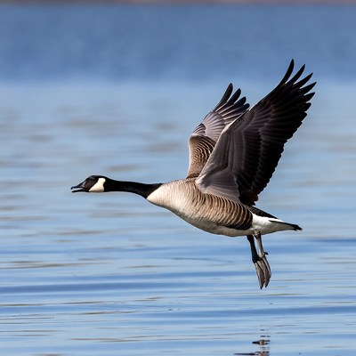 Canada Goose Flying Over Water