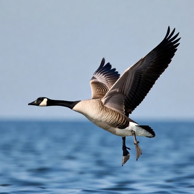 Canada Goose Flying over Water