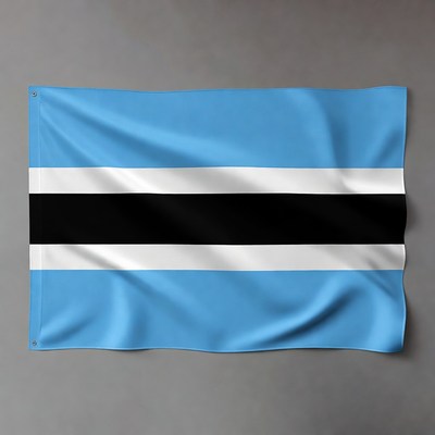 Botswana Flag on Gray Background