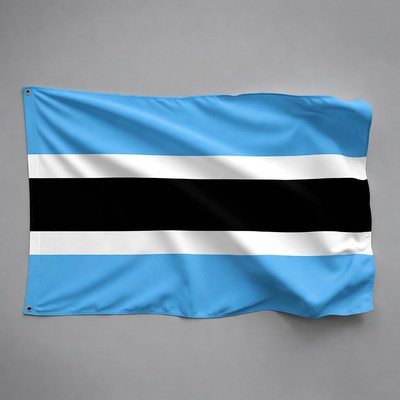 Botswana Flag on Gray Background