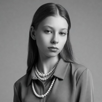 Young woman with pearl necklaces