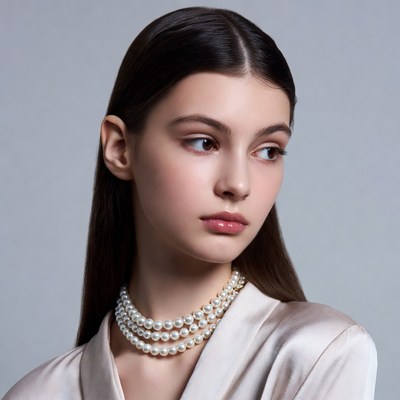 Woman with pearl necklace