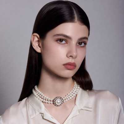 Woman with pearl necklace