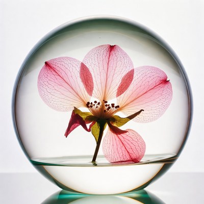 Pink Flower Inside Glass Sphere