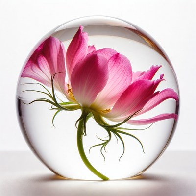 Pink Flower Inside Glass Sphere