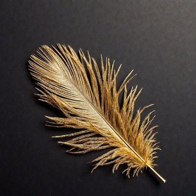 Golden ostrich feather on black