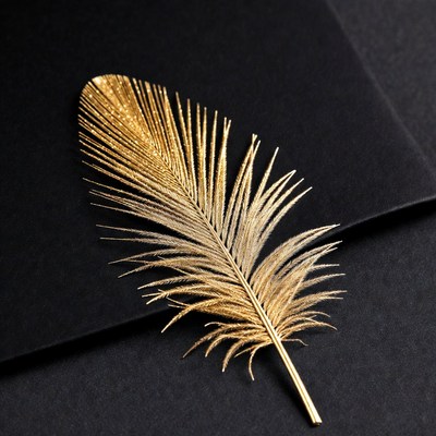 Golden Feather on Black Envelope