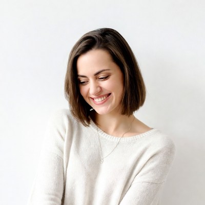 Smiling woman with bob haircut