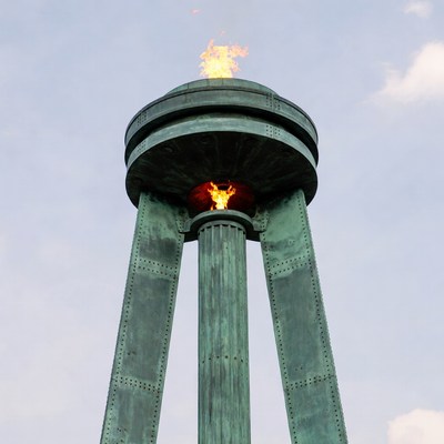 Flaming Olympic Torch Burning