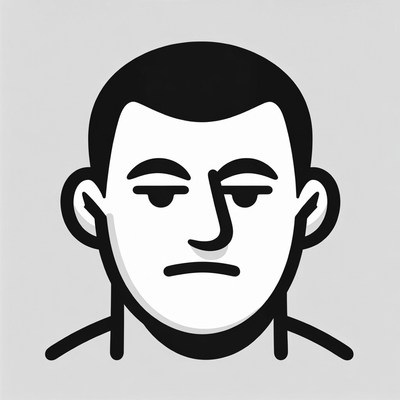 Man with Squinted Eyes and Frown