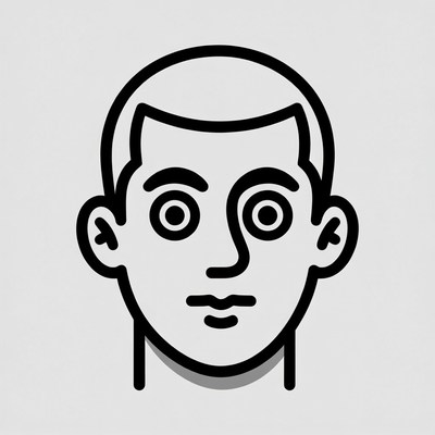Line Art Man with Wide Eyes