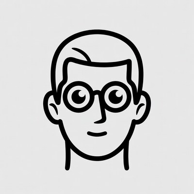 Cartoon man wearing glasses