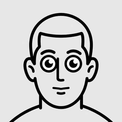 Cartoon man with big eyes