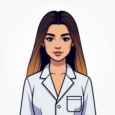 Woman in white lab coat