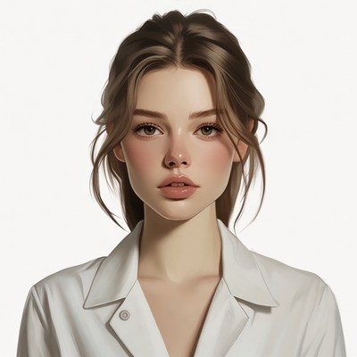 Beautiful young woman in white blouse