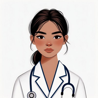 Asian woman doctor with stethoscope