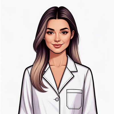 Woman in white lab coat illustration