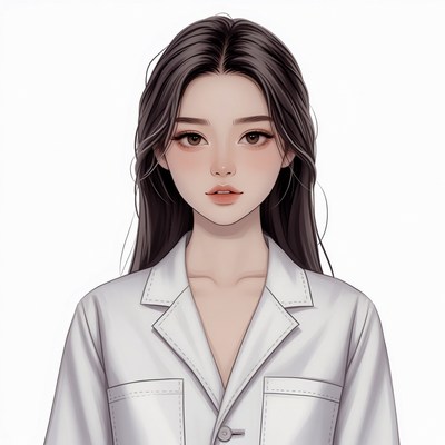 Asian woman in white lab coat