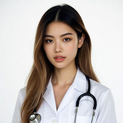 Asian woman doctor with stethoscope