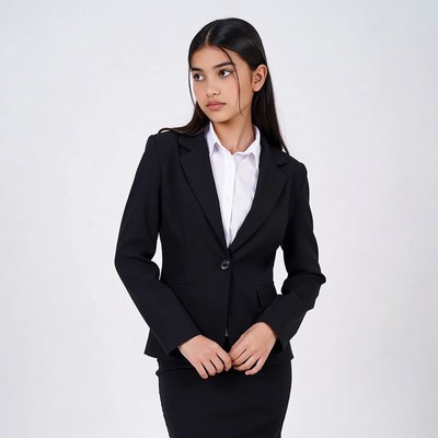 Asian girl in black blazer suit
