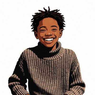 Smiling African-American boy in turtleneck