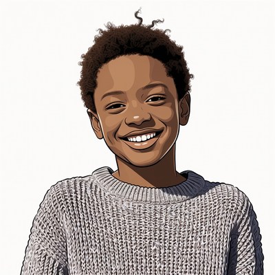 Smiling African-American boy in sweater