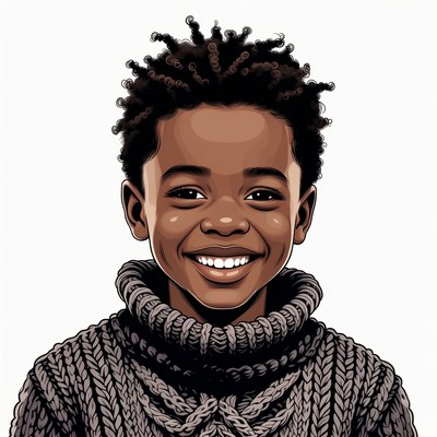 Smiling African-American boy in turtleneck