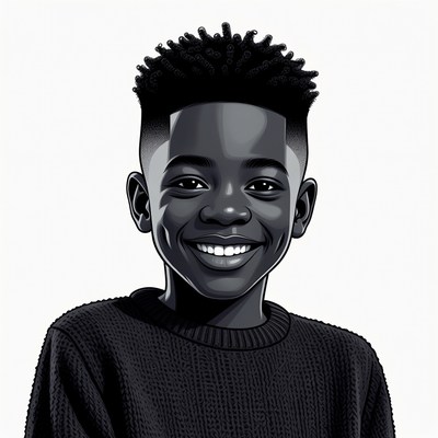 Smiling African-American boy illustration