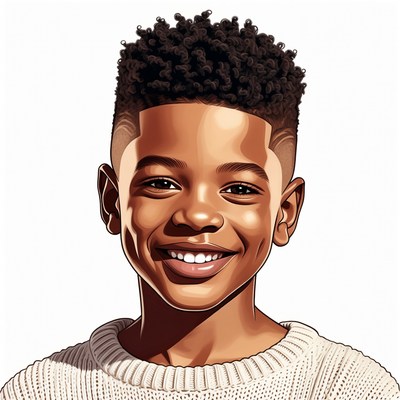 Smiling African-American boy with curly hair