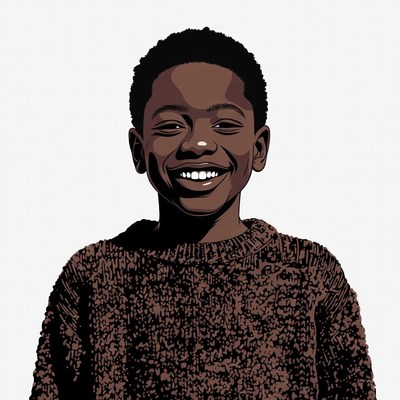 Smiling African-American boy in sweater