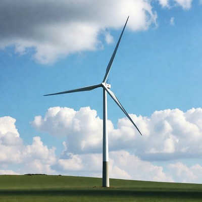 Wind turbine in green field