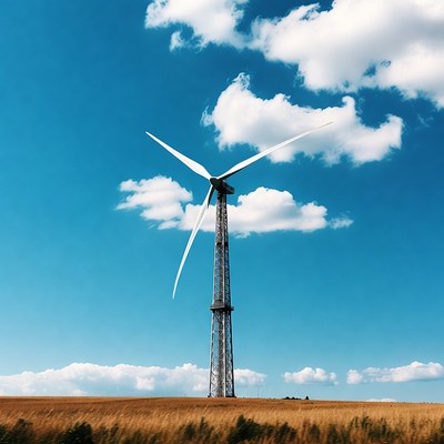 Wind turbine in golden field