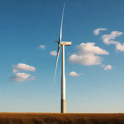 Wind Turbine in Grassy Field