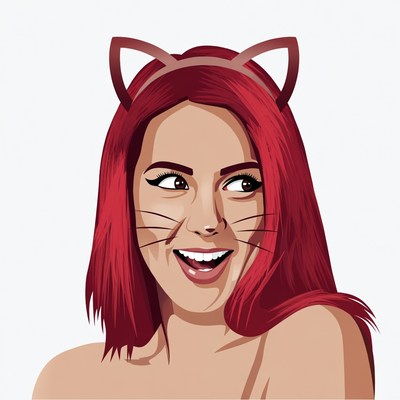 Smiling woman with cat ears